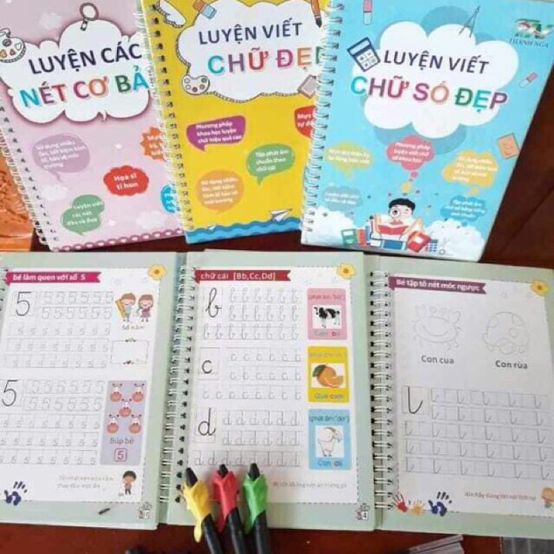 Bộ 3 quyển luyện viết tự xoá - hành trang cho bé vào lớp 1 Dikids