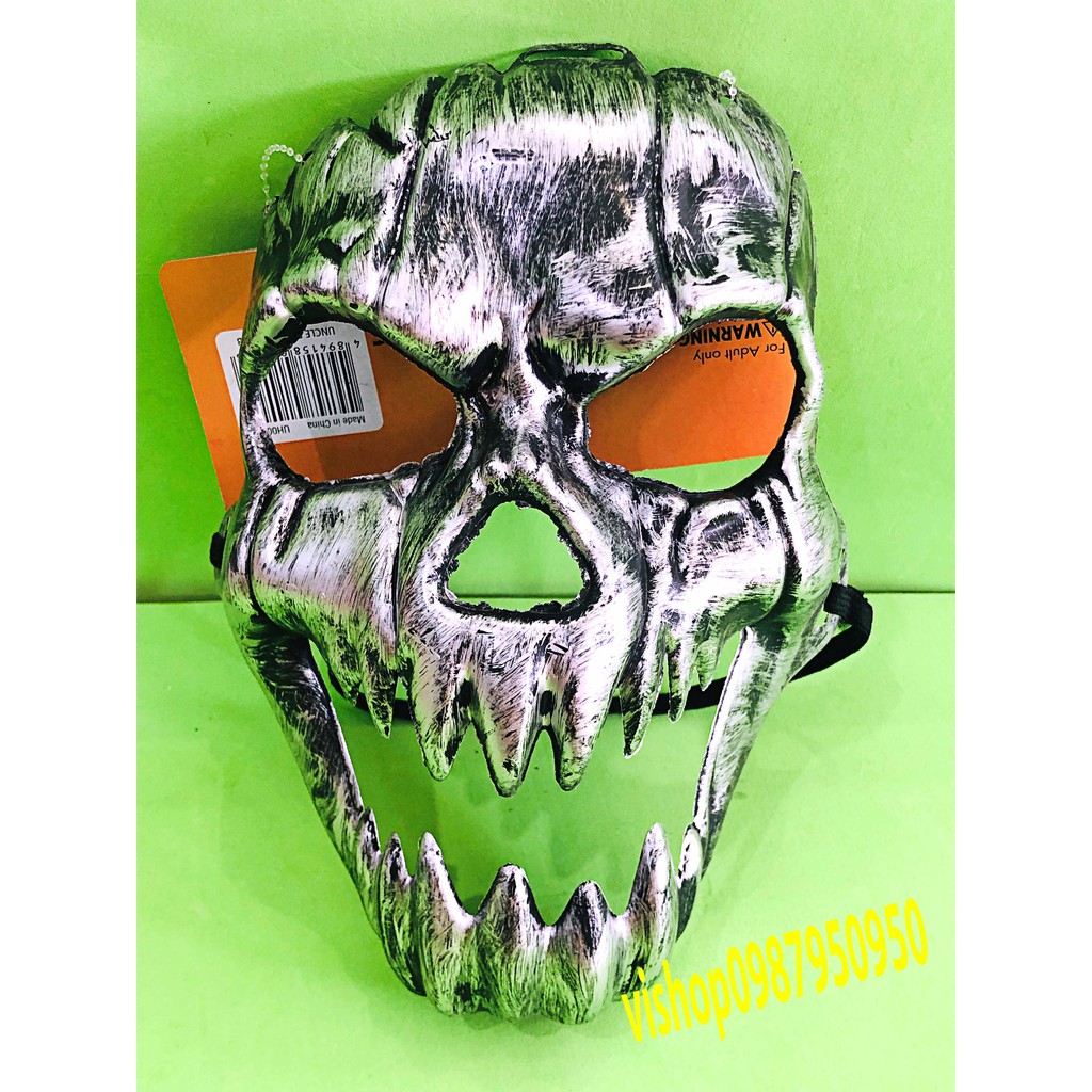 Mặt Nạ Hóa Trang Hình Đầu Lâu Màu Bạc Nhân Dịp Halloween hacker đầu nâu