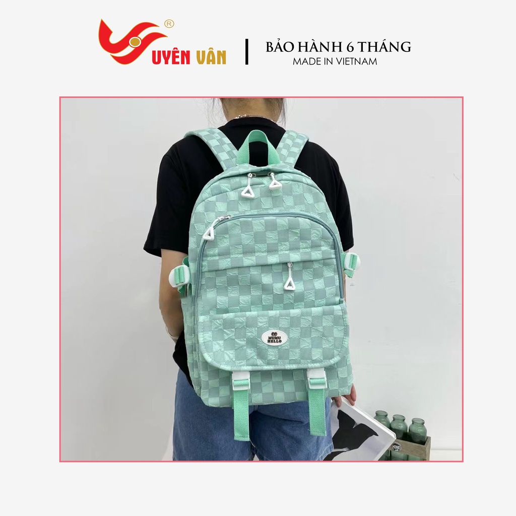 Balo nữ đi học kẻ sọc caro màu sắc nổi bật dễ thương vân nổi thời trang đáng yêu giá rẻ A113
