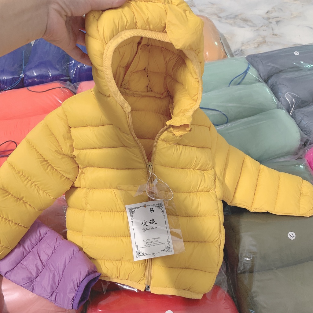 Áo Khoác Trẻ Em, Áo Phao Siêu Nhẹ Trần Bông, Áo Khoác Lông Vũ Cho Bé 0-3 tuổi