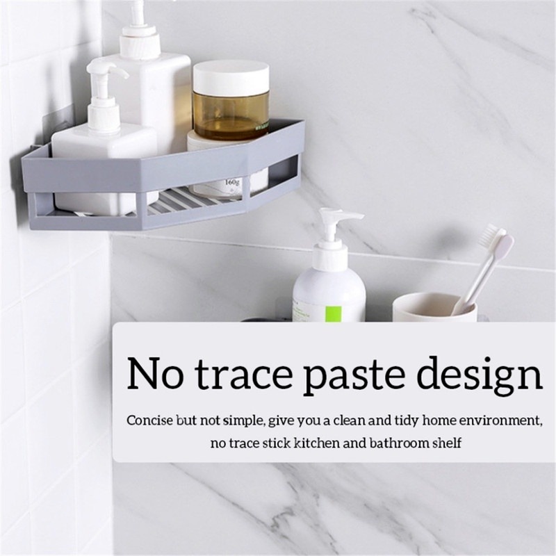 1 Kệ Đựng Đồ Gắn Góc Tường Không Khoan Không Cần Đục Lỗ Sắp Xếp Gọn Gàng Cho Nhà Bếp Nhà Tắm