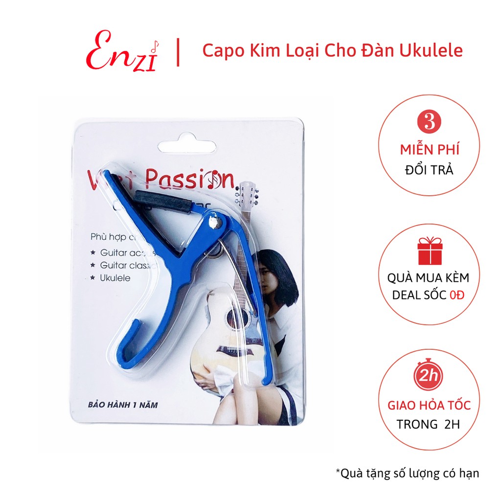 Capo chỉnh tông mọi đàn ukulele Enzi màu xanh dương kim loại chắc chắn bền đẹp giá rẻ