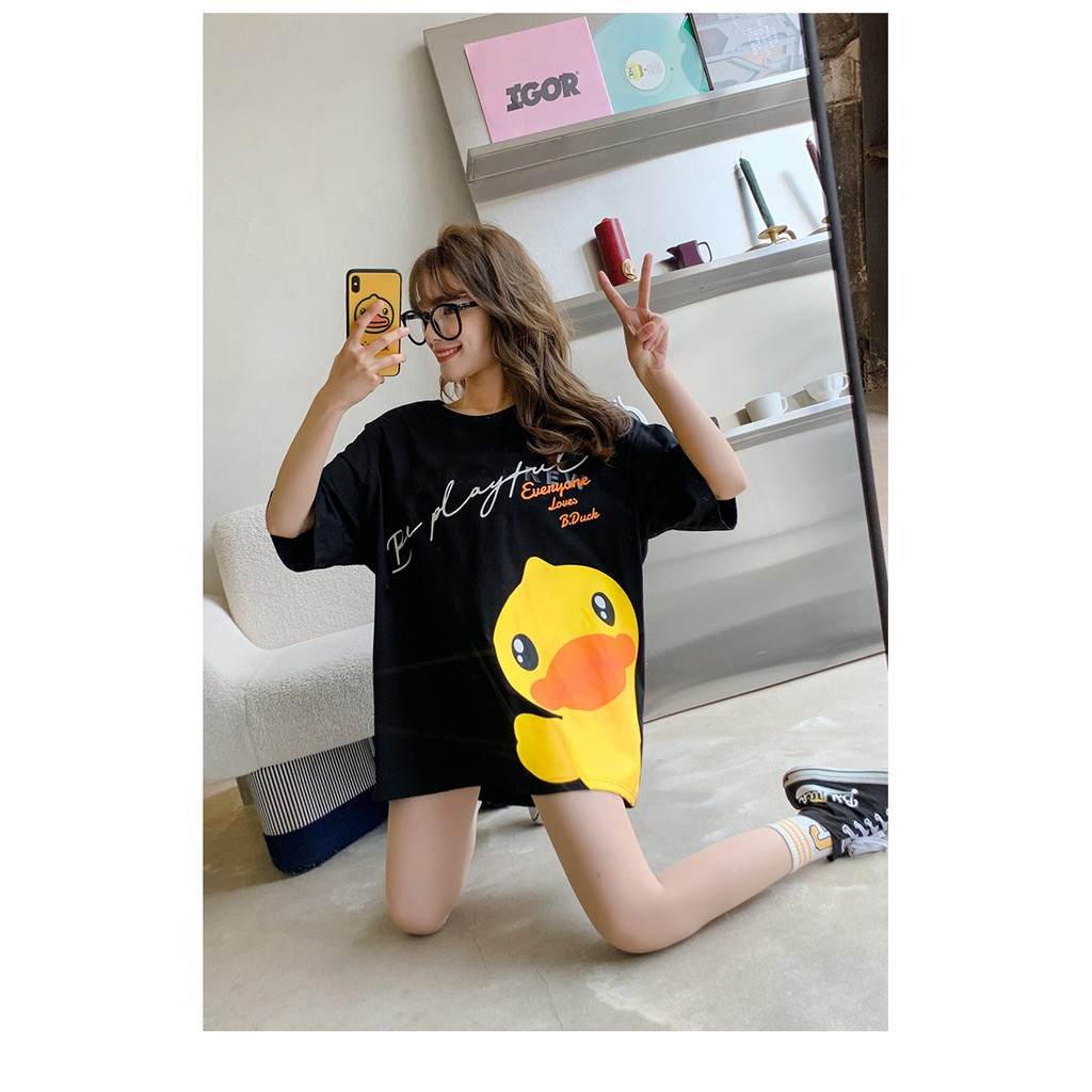 Áo Thun Nữ Tay Lỡ Phông Form Rộng Dáng Unisex - Mẫu Chú Vịt B.ducky