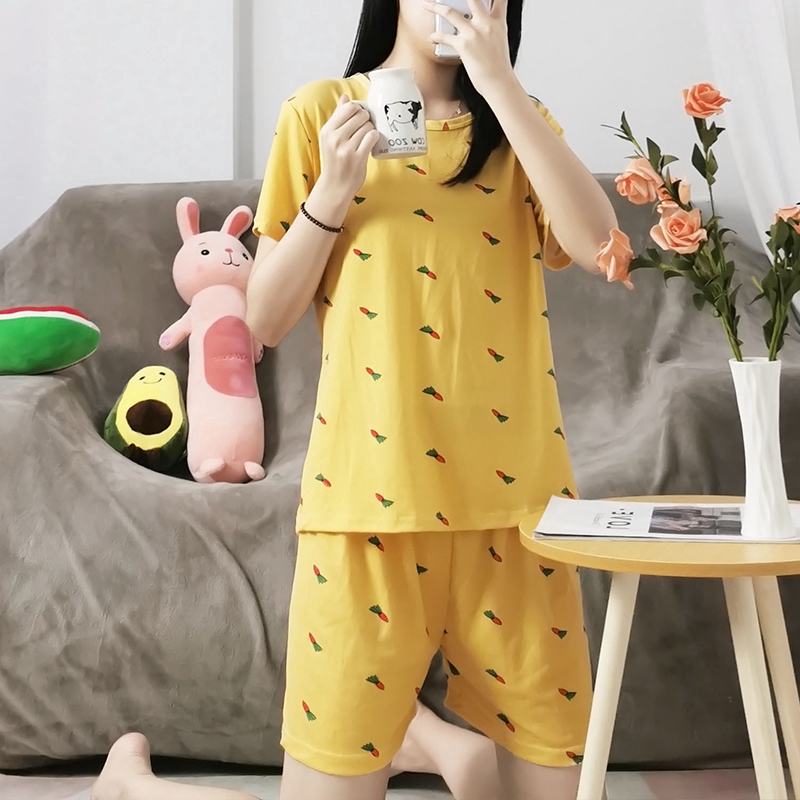 xiaohan korea loose short sleeve sleepwear women's pajama sets motif female cute print large size thin nightwear | BigBuy360 - bigbuy360.vn