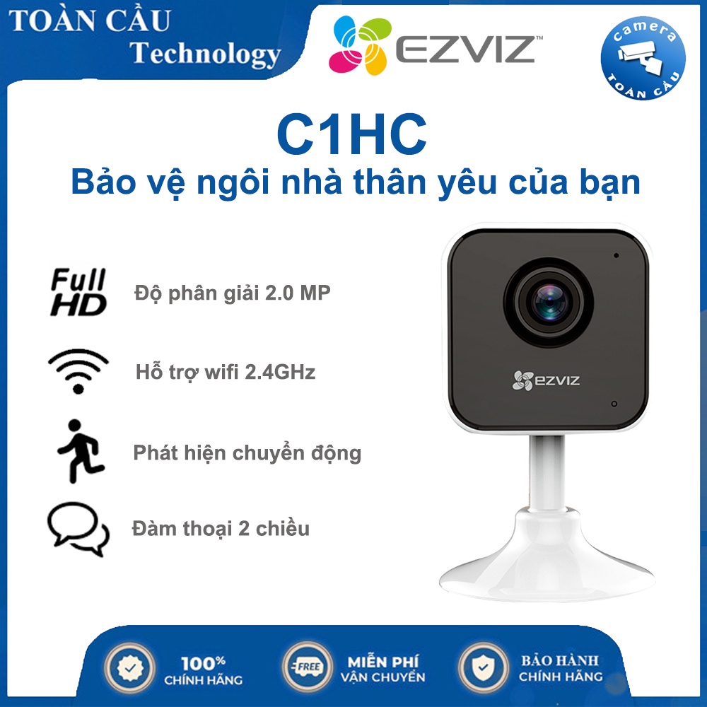 Camera IP/Wifi Ezviz C1HC 2MP - Tầm Nhìn Ban Đêm,Phát Hiện Chuyển Động,Cảnh Báo Âm Thanh,Hỗ Trợ Wifi