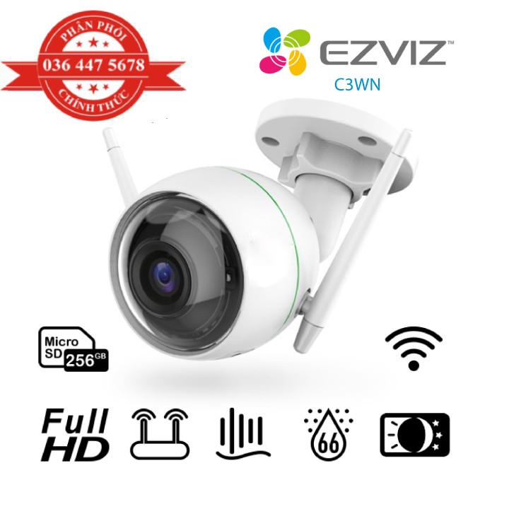 Camera WiFi 2.0MP EZVIZ C3WN 1080P NGOÀI TRỜI CHUẨN IP66 QUAN SÁT NGÀY ĐÊM ĐÀM THOẠI 2 CHIỀU - HÃNG PHÂN PHỐI