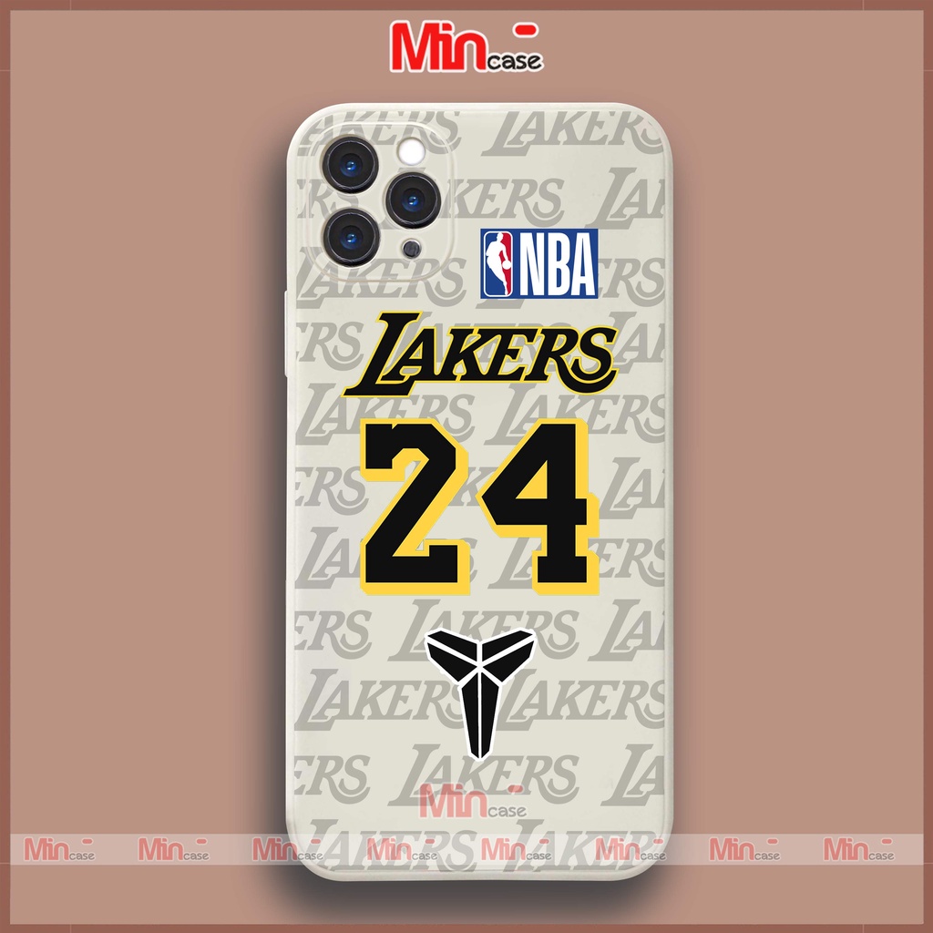 Ốp lưng điện thoại iPhone Lakers cạnh viền vuông silicon dẻo bảo vệ camera ip 6/6s/7/8/X/XS/XR/11/12/13/14 Pro Plus Max
