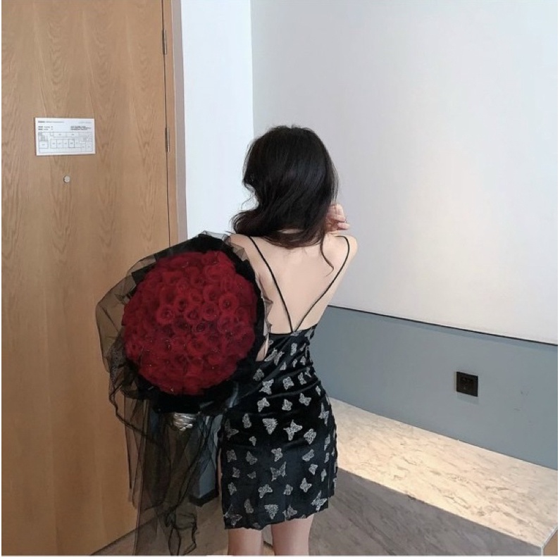 Đầm hai dây /đầm ôm sexy  KIMDISTORE94 /đầm ôm body Hotgirl bướm 3D thời trang sexy ( có mút ngực) đầm đẹp và giá rẻ