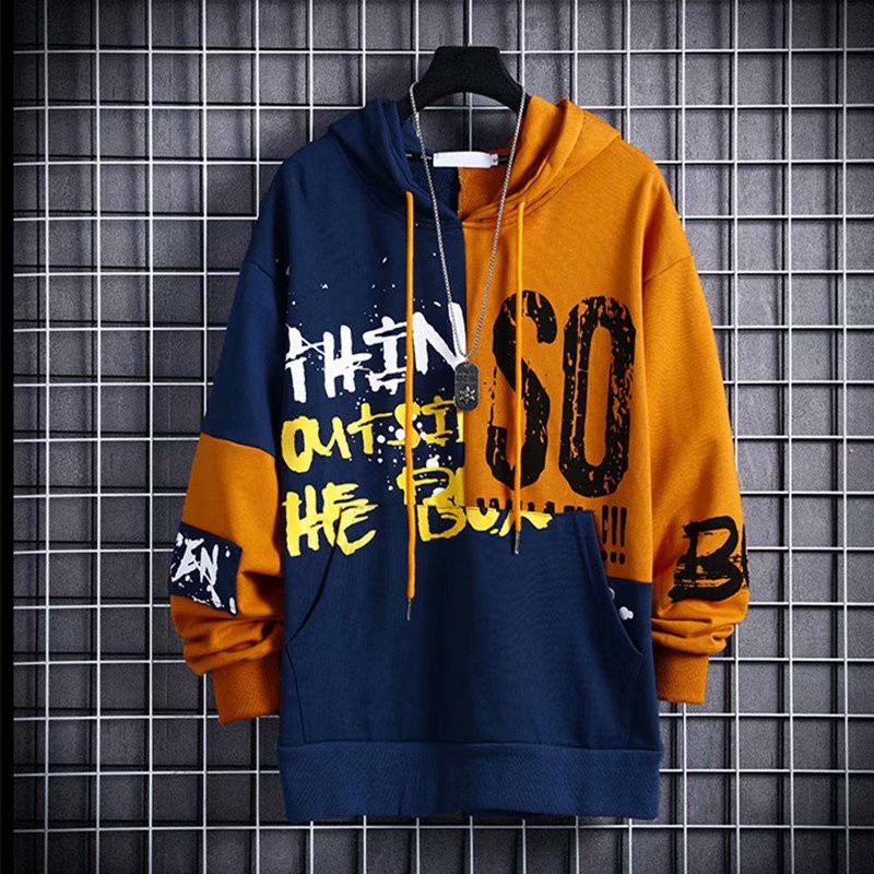 Áo hoodie tay dài form rộng phối màu phong cách Âu Mỹ cá tính cho nam | BigBuy360 - bigbuy360.vn