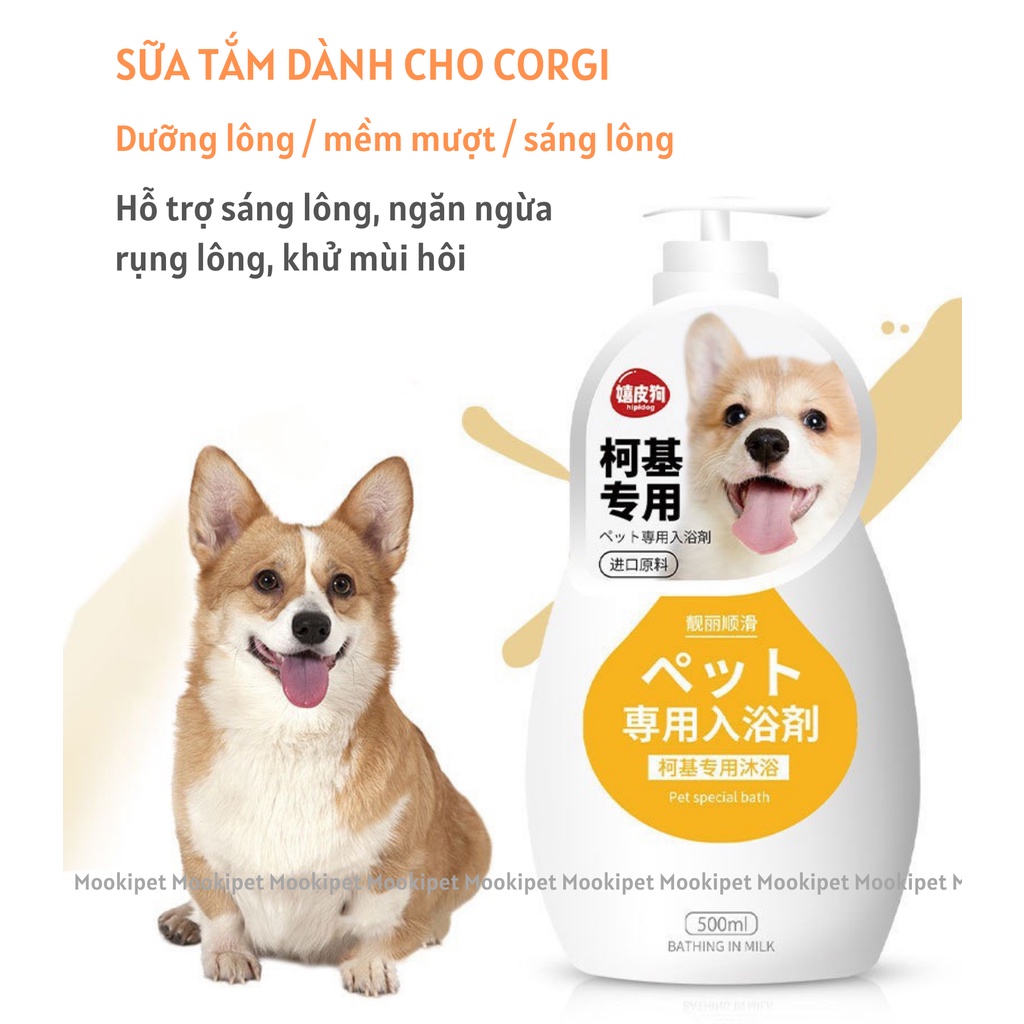 Sữa tắm dành cho chó Corgi dưỡng lông khử mùi hôi chai 500ml MOOKIPET