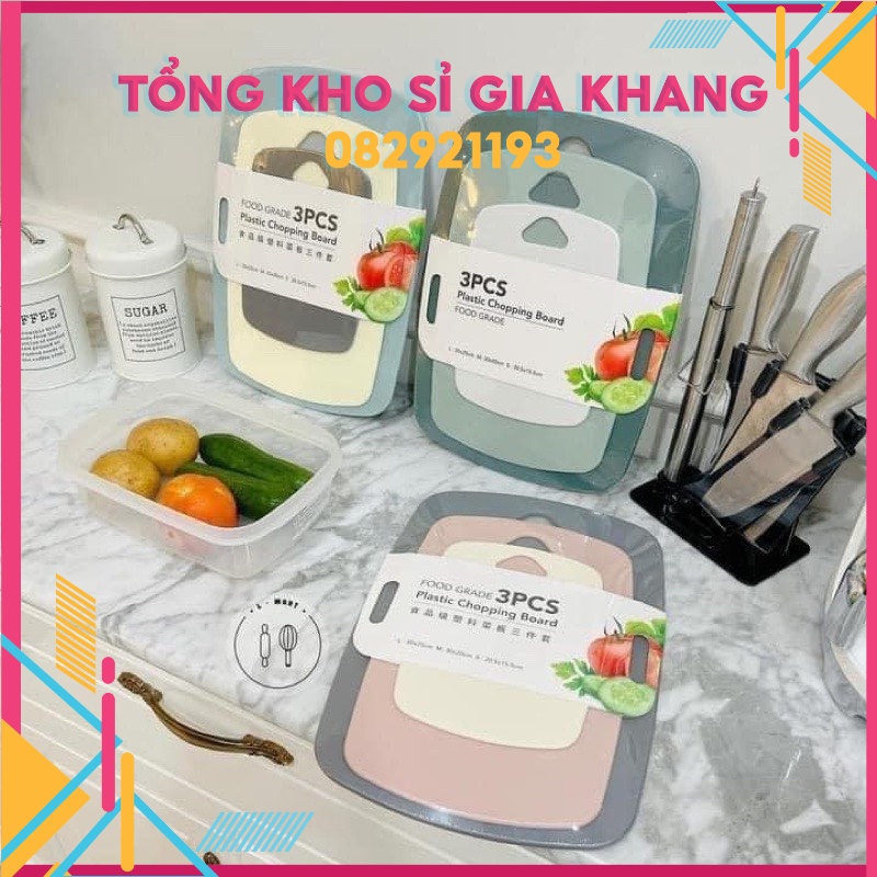 Set 3 Thớt Kháng Khuẩn TEENS Chống Trơn Trượt Tiện Dụng