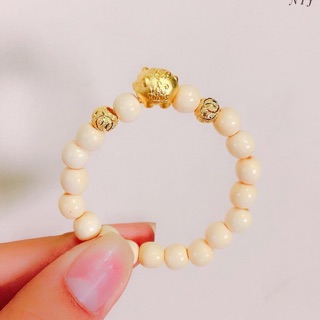 Vòng dâu tằm mix charm heo xi vàng chuẩn bạc ta cho bé