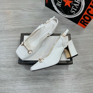 Guốc gucci gót vuông 6p chất da mềm