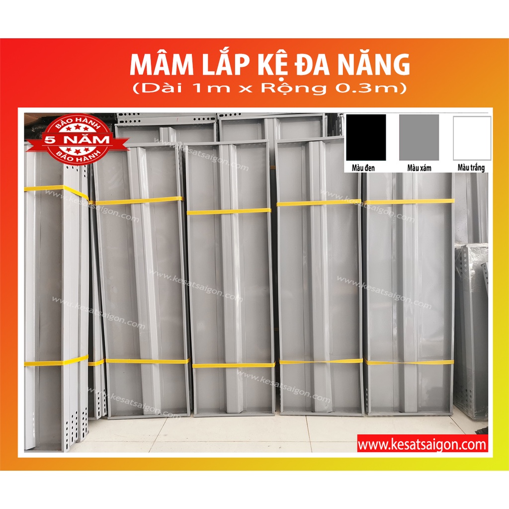 (1m x 30) Mâm lắp kệ sắt v lỗ đa năng màu trắng, màu xám, màu đen (Dài 1m x Rộng 30cm)