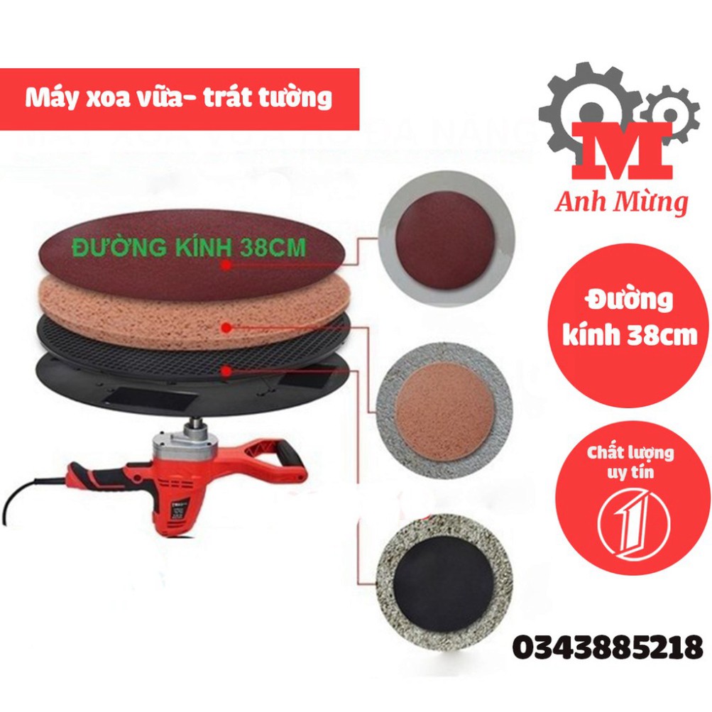 Máy xoa vữa trát tường trà nhám 380mm bảo hành 6 tháng.