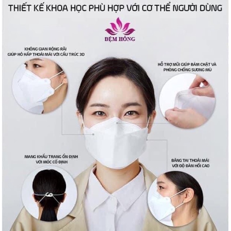 Gói 10 Khẩu trang KF94 4D Hàn Quốc chống bụi mịn và kháng khuẩn
