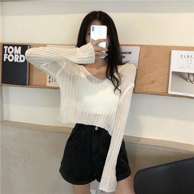 Jiashucheng Áo Len Tay Dài Cổ Chữ V Màu Sắc Kẹo Ngọt Phong Cách Hàn Quốc Dễ Phối Đồ Cho Nữ