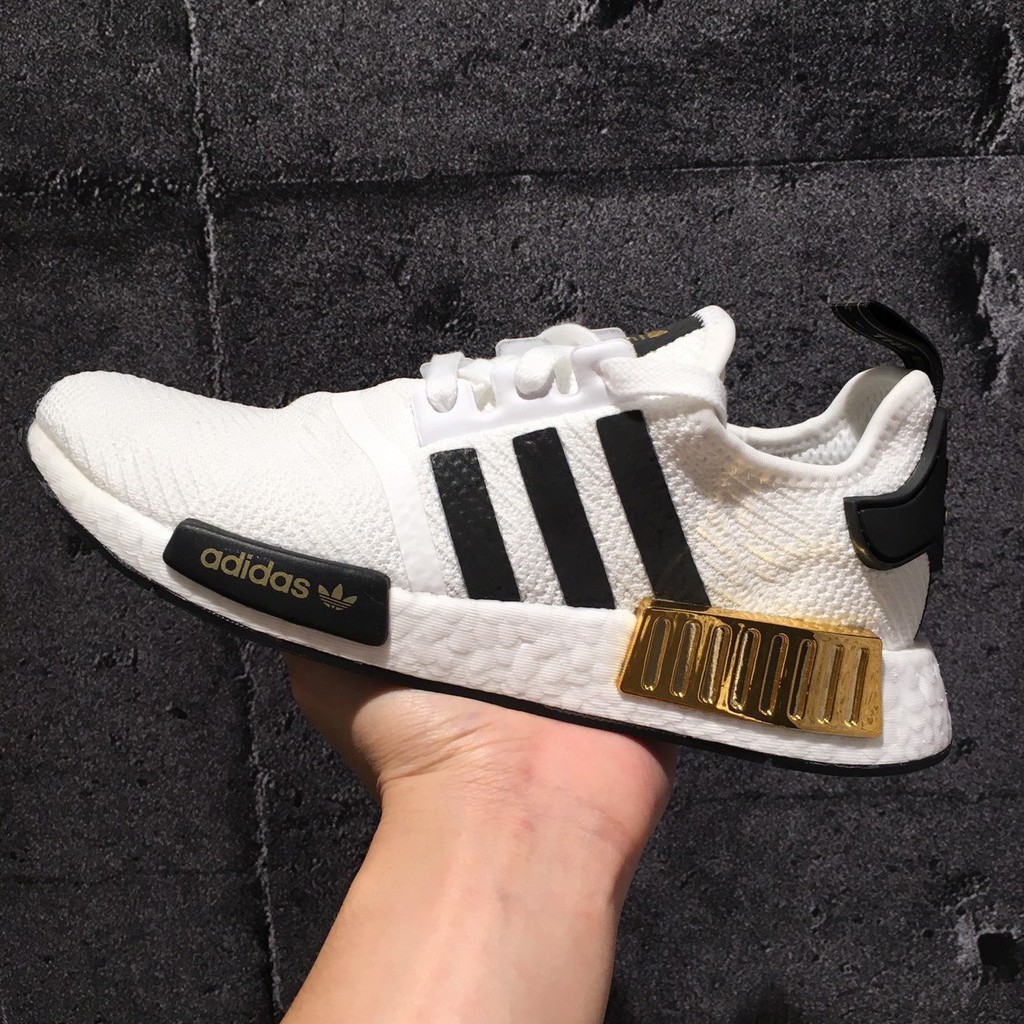 Giày Adidas NMD  🔴FREESHIP🔴Adidas NMD R1 White Black Gold Chính Hãng - Giày Adidas Nữ Authtentic [EG5665