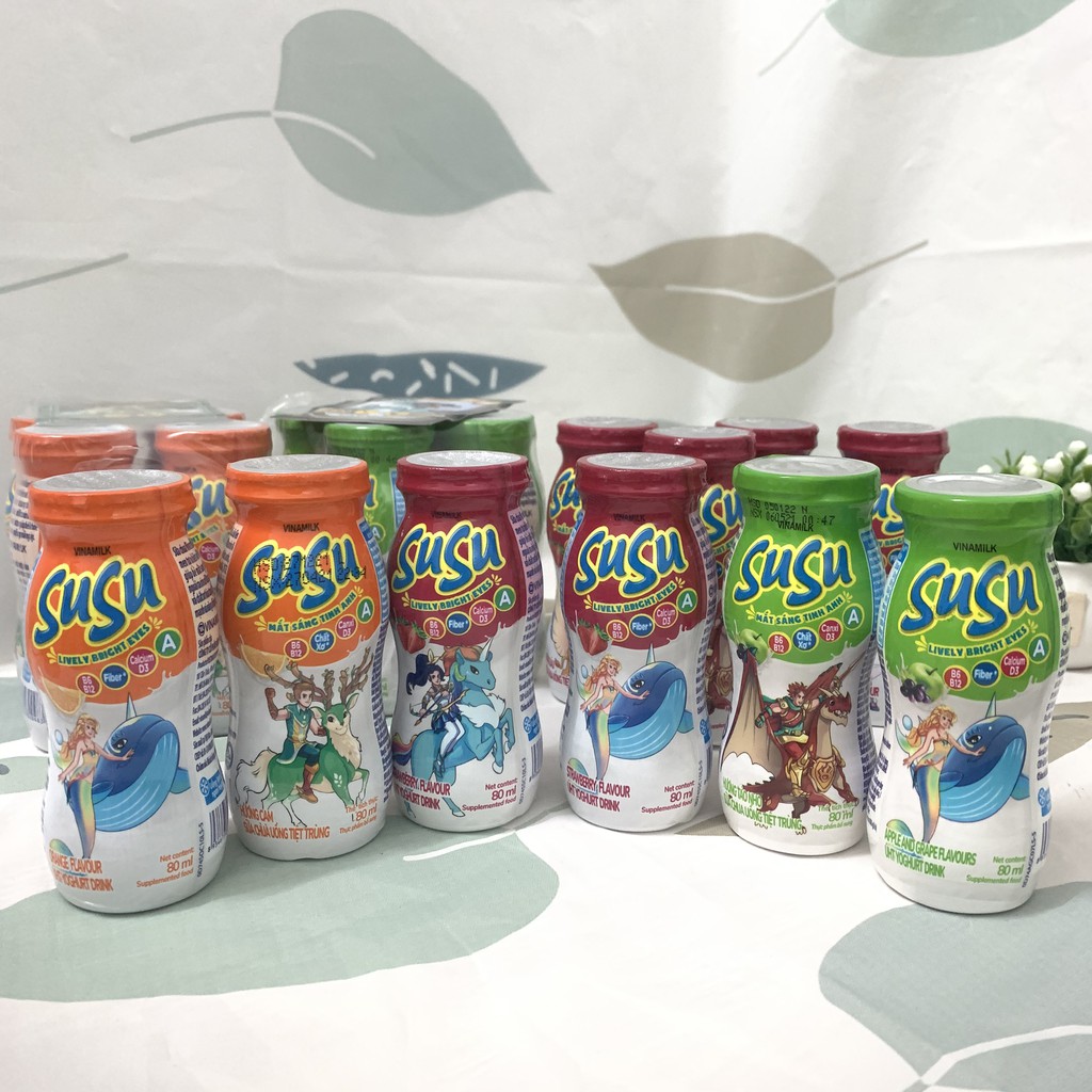 Combo 6 chai Sữa chua uống SUSU Vinamilk chai 80ml giàu dinh dưỡng cho bé 01239-1