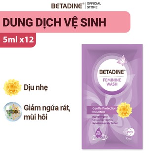 Dung dịch vệ sinh phụ nữ Betadine Gentle Protection - Dây 12 gói 5ml