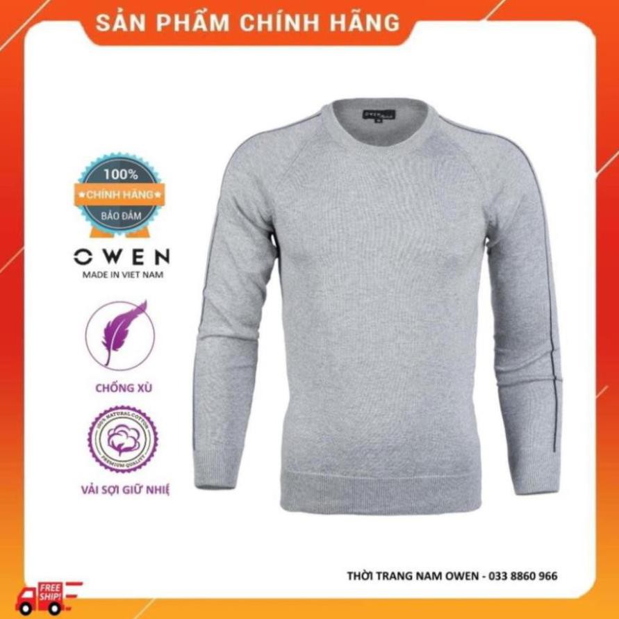 XẢ (Deal 11-11) . OWEN - Áo len nam Owen cổ tròn màu xÁM ALD 90202 Cực . .1 . > 🛫 . hàng Chuẩn ↺ ¹ . 1 *