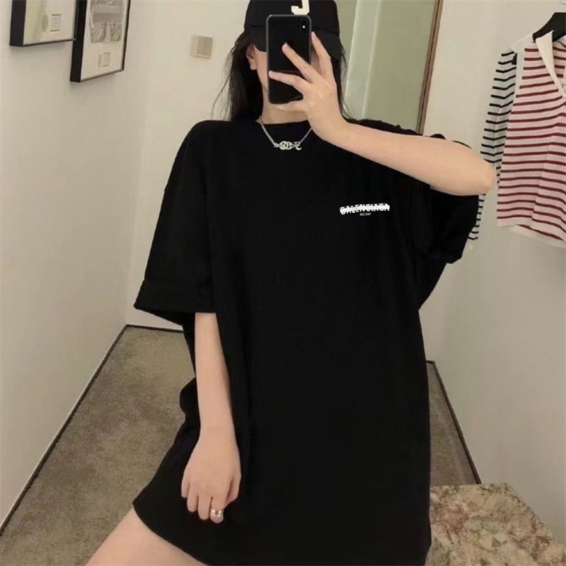 Balenc * Áo Thun Tay Ngắn In Logo Kẻ Sọc Trước Và Sau Thú Vị Sáng Tạo Và Thú Vị Cho Cặp Đôi