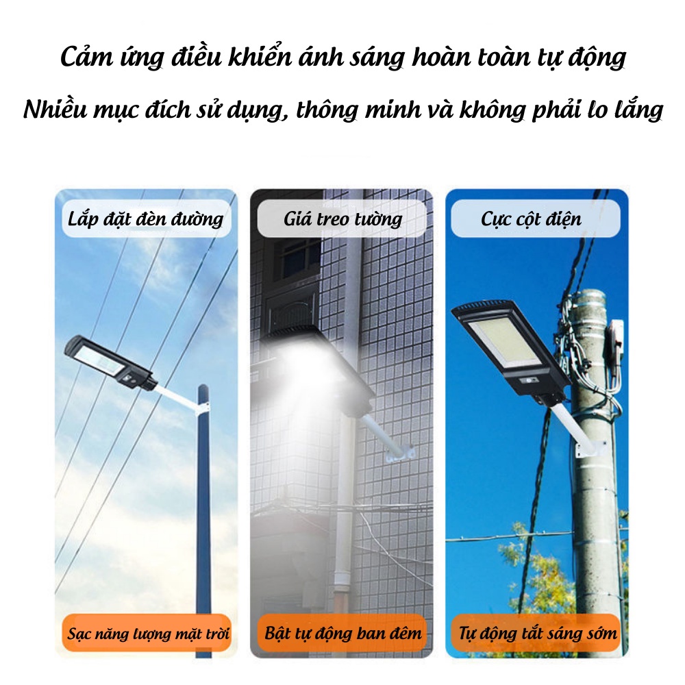 Đèn Năng Lượng Mặt Trời Solar Light Chống Bão, Chống Nước Ngoài Trời Siêu Sáng Đèn Led Akio