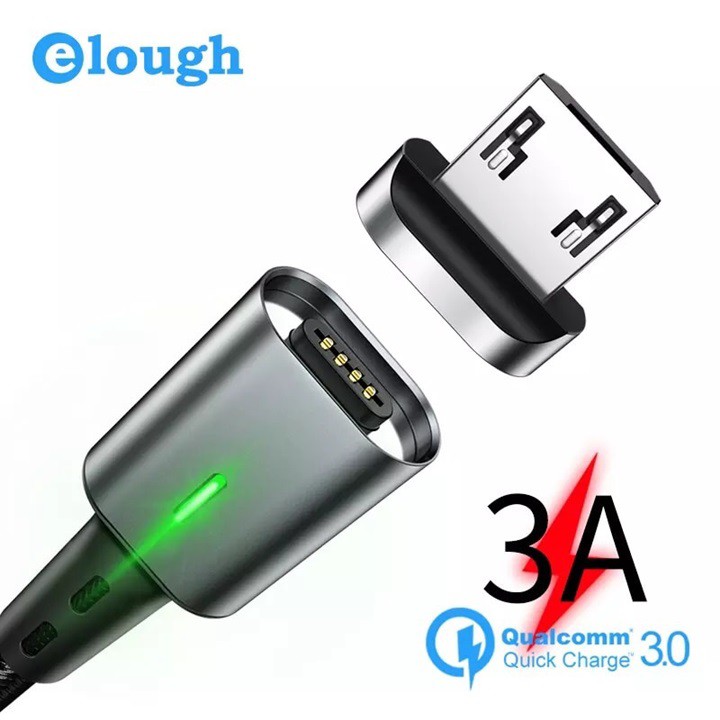 Sạc Cáp, Truyền Dữ Liệu Hít Nam Châm Elough Estar MicroUSB Hỗ Trợ Sạc Nhanh QC 3.0 Chính Hãng