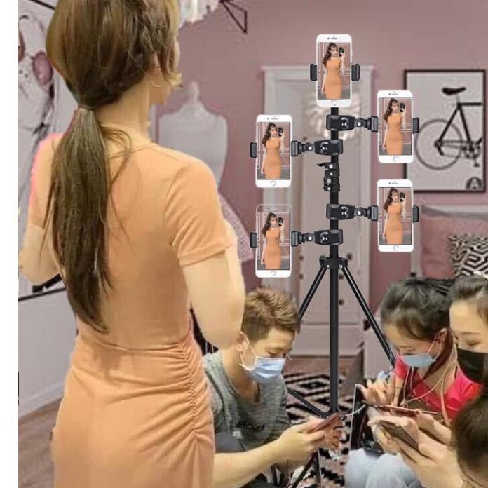 Combo full bộ giá đỡ kẹp 5 điện thoại hỗ trợ livestream nhiều máy cùng lúc - nhỏ gọn tiện lợi
