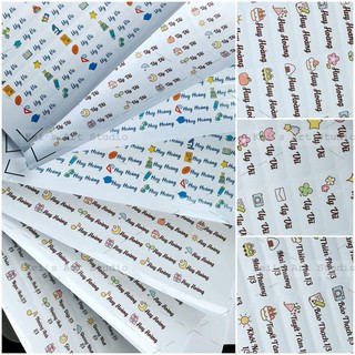 Set 72 sticker nhãn dán tên bé lên đồ dùng học tập nhiều mẫu xinh xắn dễ thương