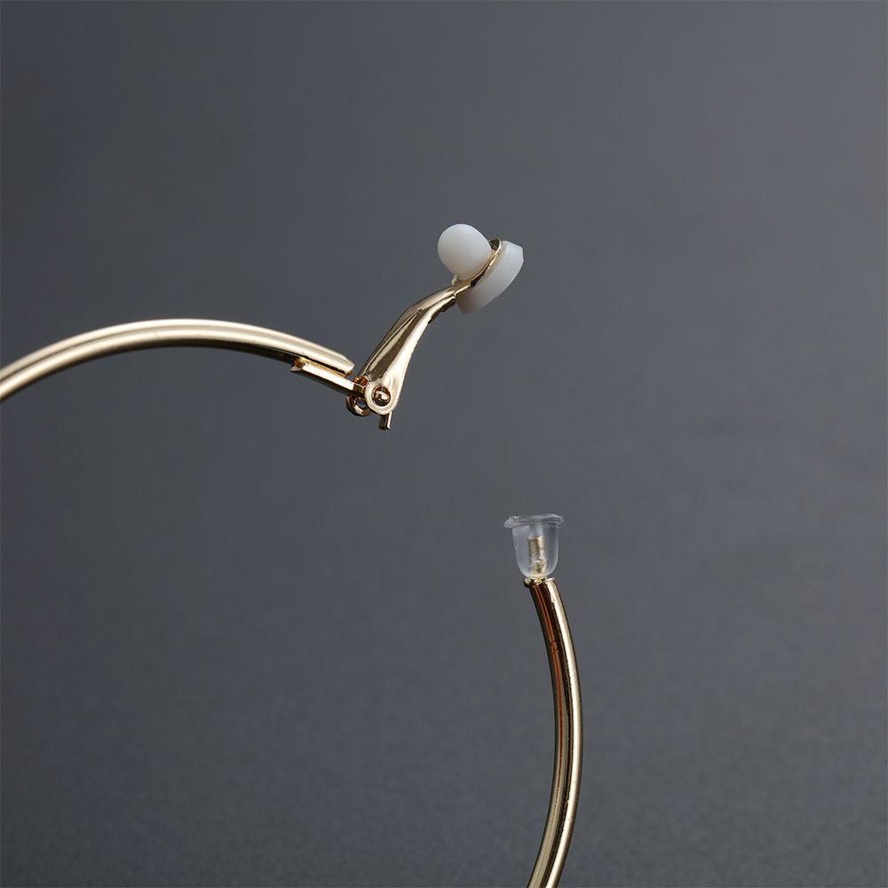 1 Đôi Bông Tai Tròn Thời Trang Cho Nữ|Khuyên Xỏ Màu Đen Không Xỏ Lỗ