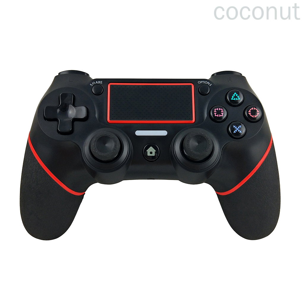 Wireless Gamepad Dual Shock Game Controller Bluetooth Rechargeable Gamepad Replacement for PS4, Black Red coconut