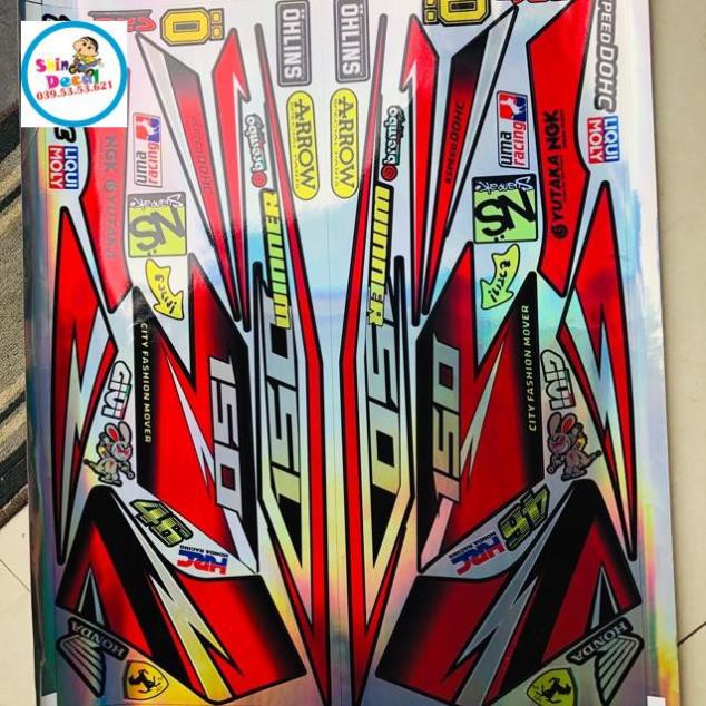 Tem rời winner đỏ đen gtr chất liệu Crom titan ánh 7 màu