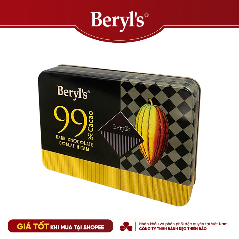 Socola - Chocolate đen/ Dark Chocolate BERYLS 80% - 90% (hộp thiếc 108g)