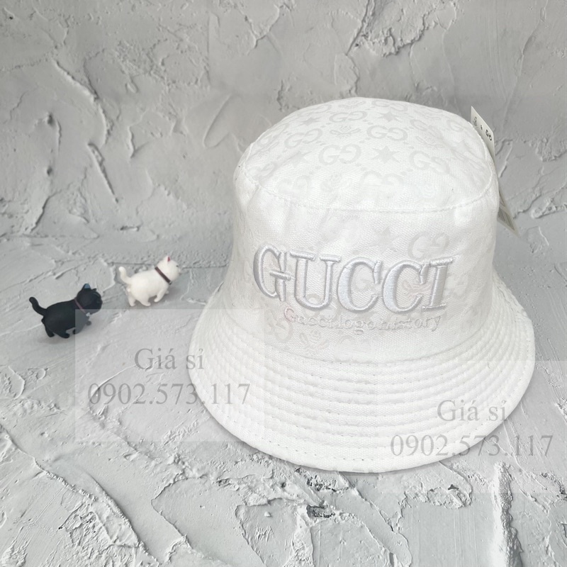 Nón bucket thêu GG hoa văn thời trang cá tính nam nữ