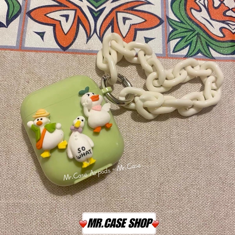 Case Airpods 1/2 /3/Pro Vỏ Ốp Tai Nghe Nhựa Dẻo Hình Silica Gel Xanh Lá - Mr.Case AirPods