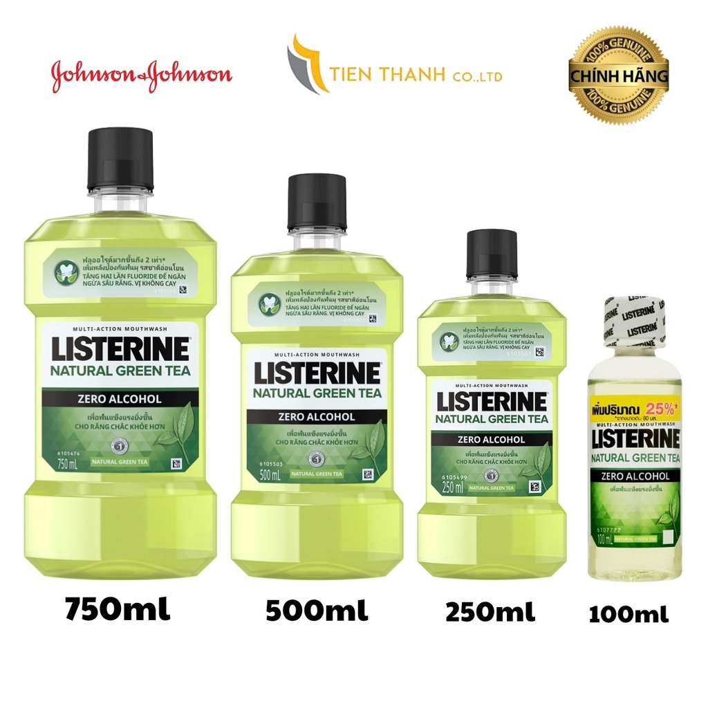 Listerine Natural Greentea diệt 99,9% vi khuẩn, mang lại hơi thở thơm mát-Hàng chính hãng.