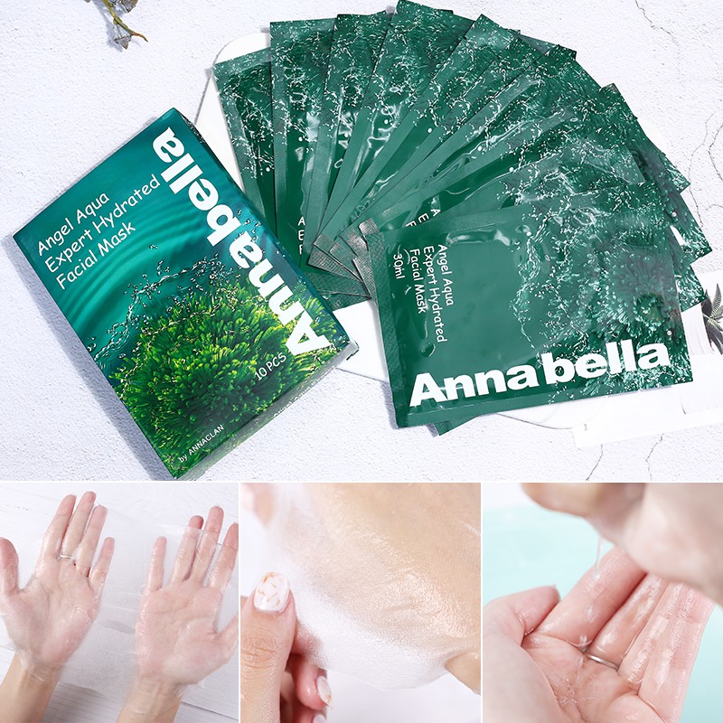 ANNABELLA  Set 10 mặt nạ rong biển dưỡng ẩm làm sáng da thu nhỏ lỗ chân lông