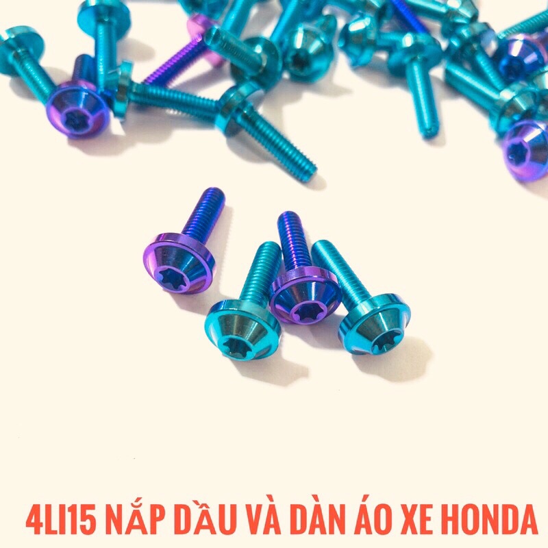 (Chuẩn Gr5) Ốc titan 4li15 nhuyễn gắn nắp dầu và dàn áo xe honda
