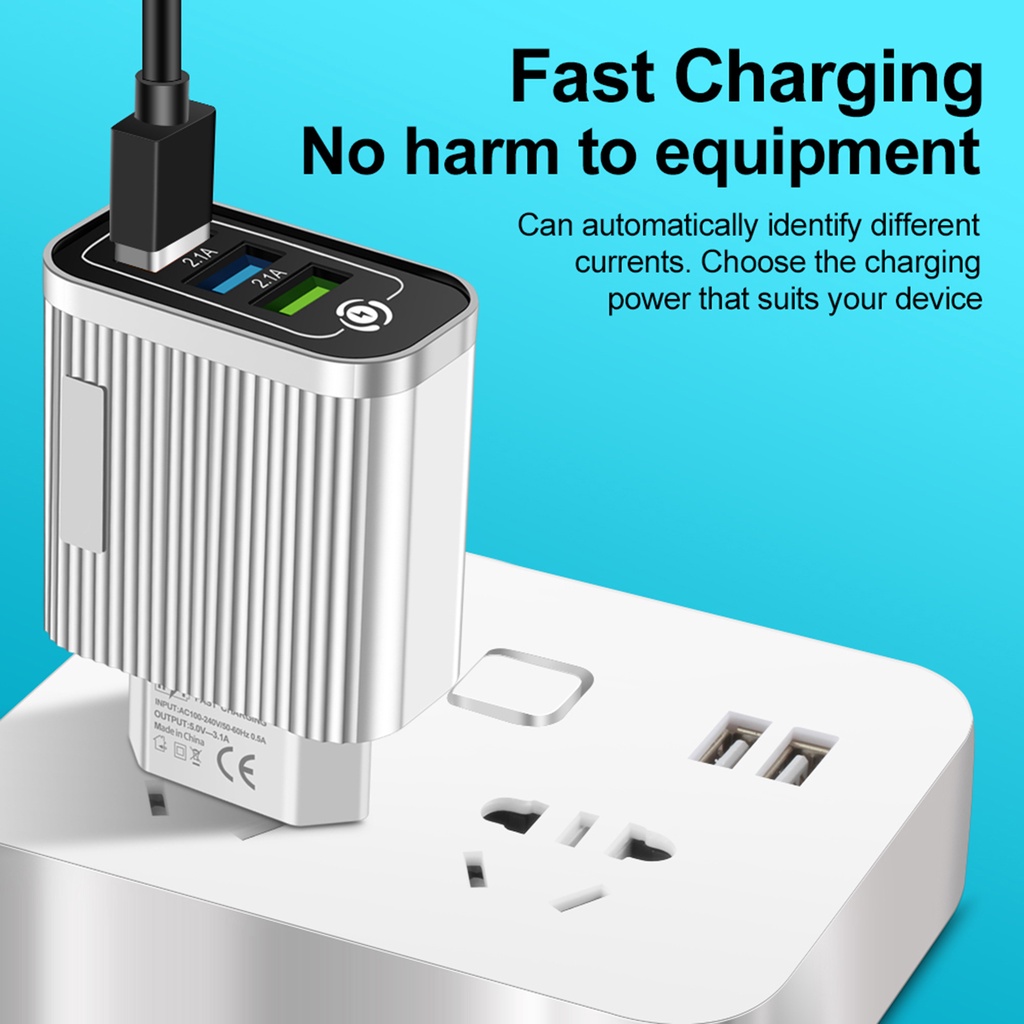Ổ cắm sạc nhanh QC3.0 36W 3 cổng USB