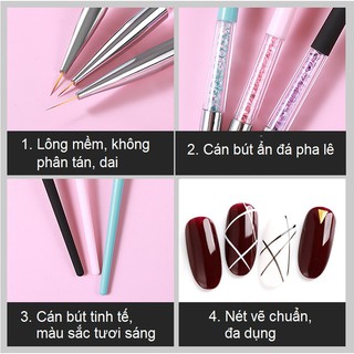 Set cọ nét 3 cây cao cấp - cán pha lê