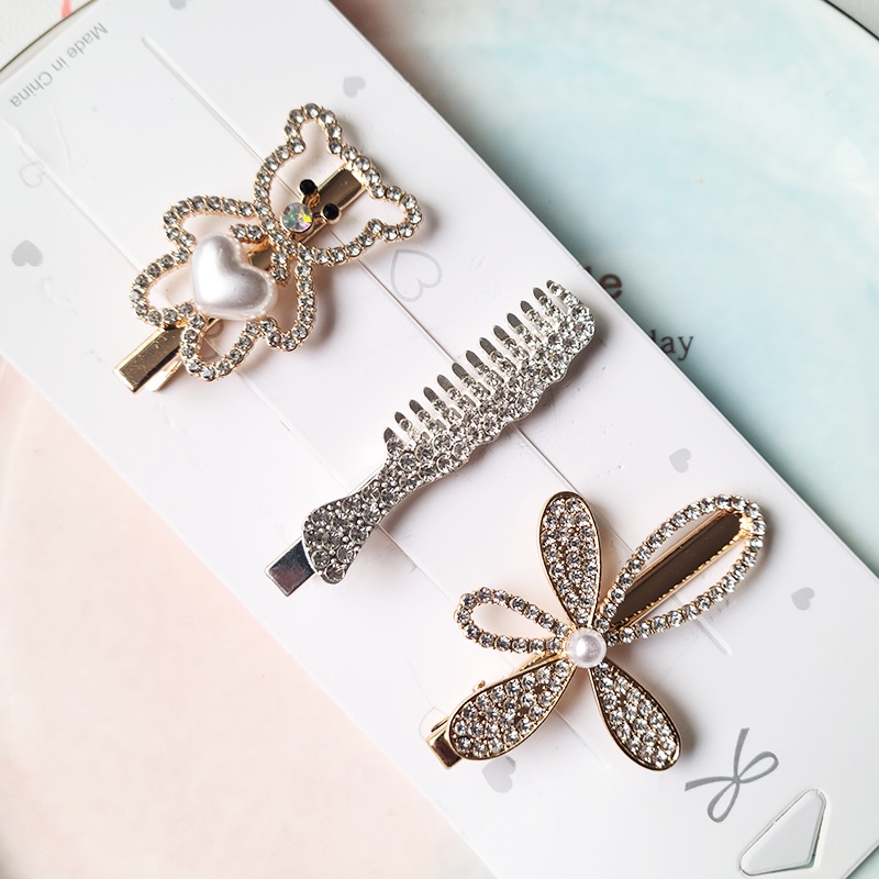 Set 3 Kẹp Tóc Đính Ngọc Trai Xinh Xắn Cho Nữ