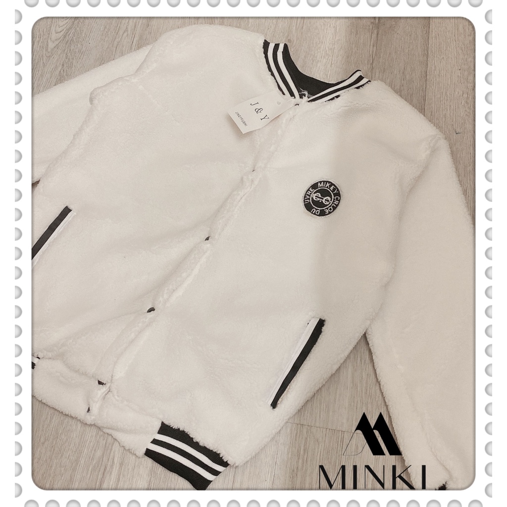 🌸 ÁO BOMBER LÔNG CAO CẤP MÙA ĐÔNG - CHẤT LIỆU LÔNG MỀM MỊN - MÀU TRẮNG PHỐI ĐEN - HÀNG SIÊU CẤP | BigBuy360 - bigbuy360.vn