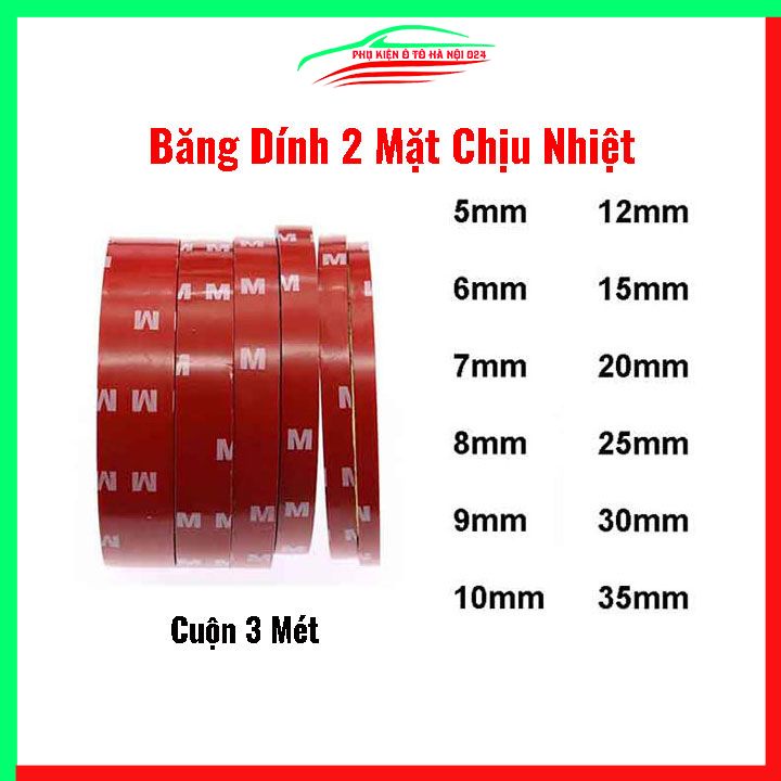 Băng dính 2 mặt chịu lực, nhiêt độ cao dài 3 mét dày 1mm