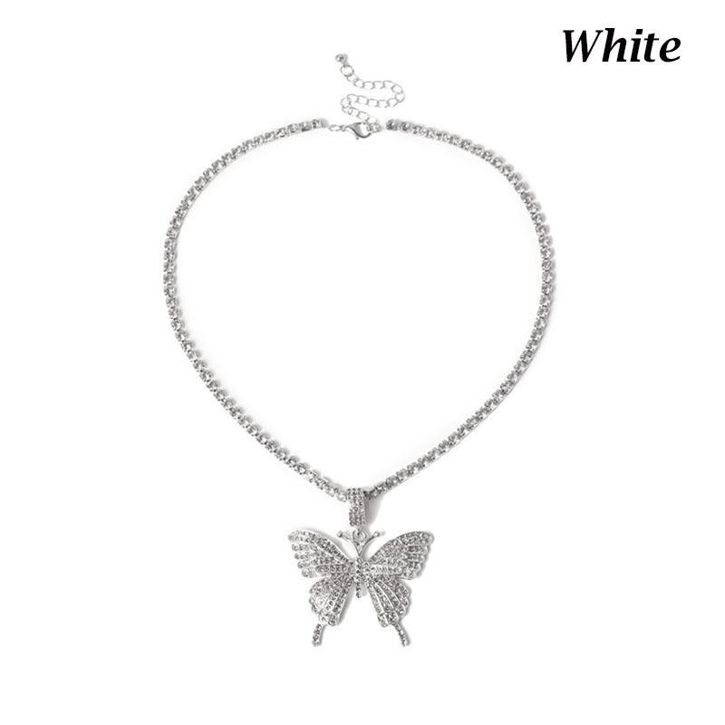 Dây chuyền kiểu choker mặt hình bướm đính kim cương nhân tạo lấp lánh quý phái nhiều màu tùy chọn cho nữ