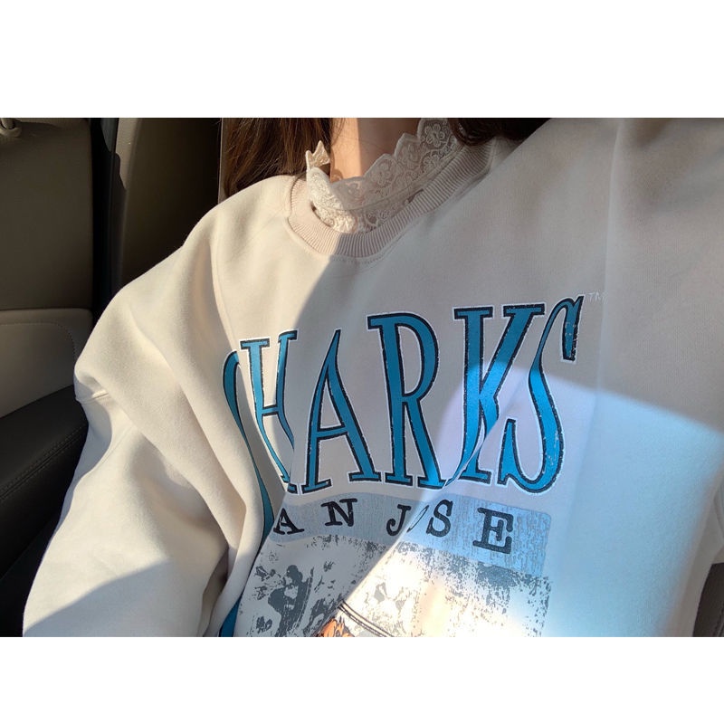 Áo kiểu tay dài phối ren lưới thời trang xinh xắn cho nữ