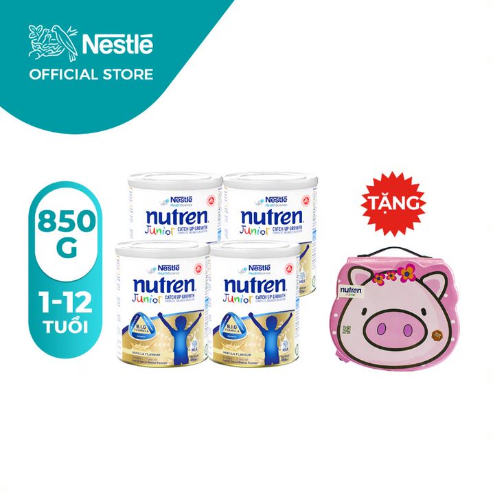 [Tặng 01 bộ màu vẽ 66 màu] Combo 4 Lon Sữa Nutren Junior 850gr/lon