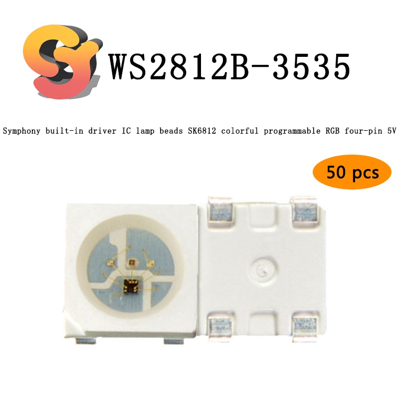 50 Hạt Đèn Led WS2812B-3535 RGB Bốn Chân SK6812 Lập Trình Màu Sắc Tích Hợp Lập Trình