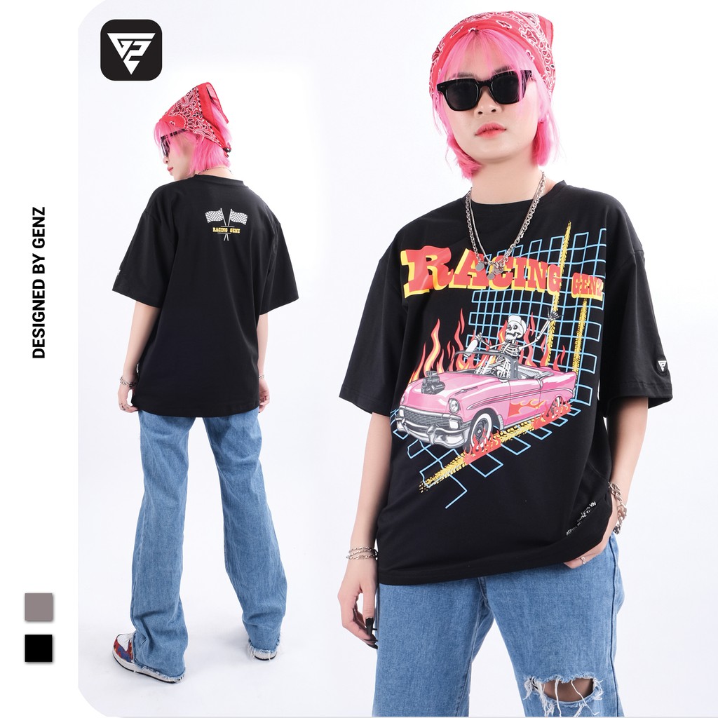 [Mã FAMALLT5 giảm 15% đơn 150K] Áo thun tay lỡ GENZ phông Unisex nam nữ Cotton oversize form rộng Racing Genz GZT021