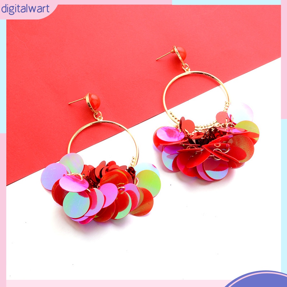 Đôi Khuyên Tai Tua Rua Vảy Kim Loại Phong Cách Bô-Hem Cho Nữ